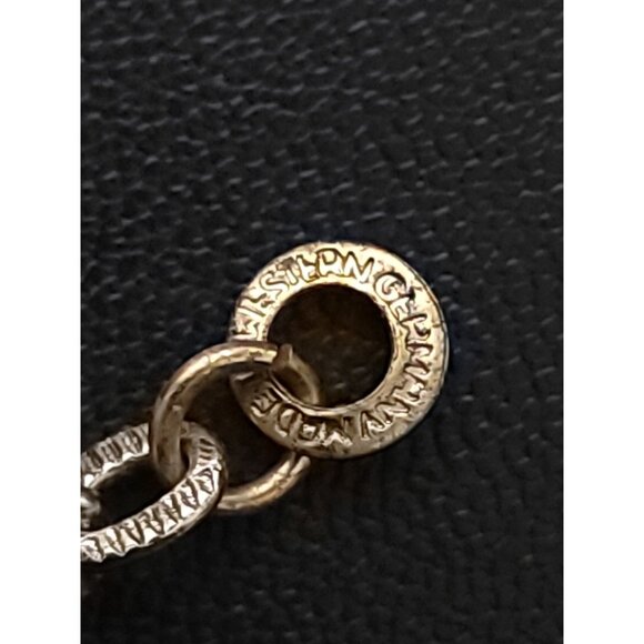 Vtg W Germany Gold-Tone Necklace Faux Turquoise & Pearl Filigree Pendant SIGNED - Picture 9 of 9